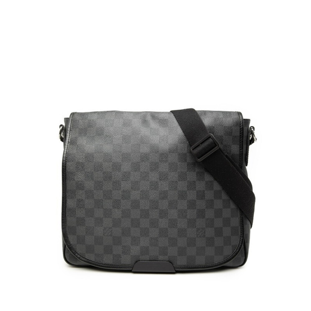 Louis Vuitton Damier Daniel MM Crossbody Shoulder Bag N58029 Black Leather Me...